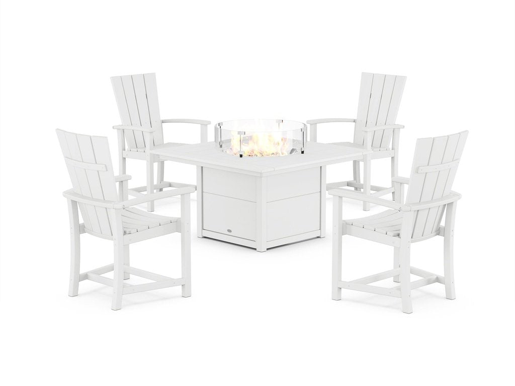 Quattro 4-Piece Upright Adirondack Conversation Set with Fire Pit Table Photo