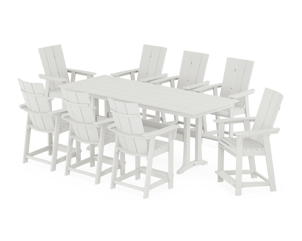 Modern Curveback Adirondack 9-Piece Farmhouse Counter Set with Trestle Legs Photo