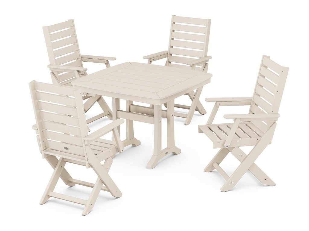 Captain Folding Chair 5-Piece Dining Set with Trestle Legs Photo