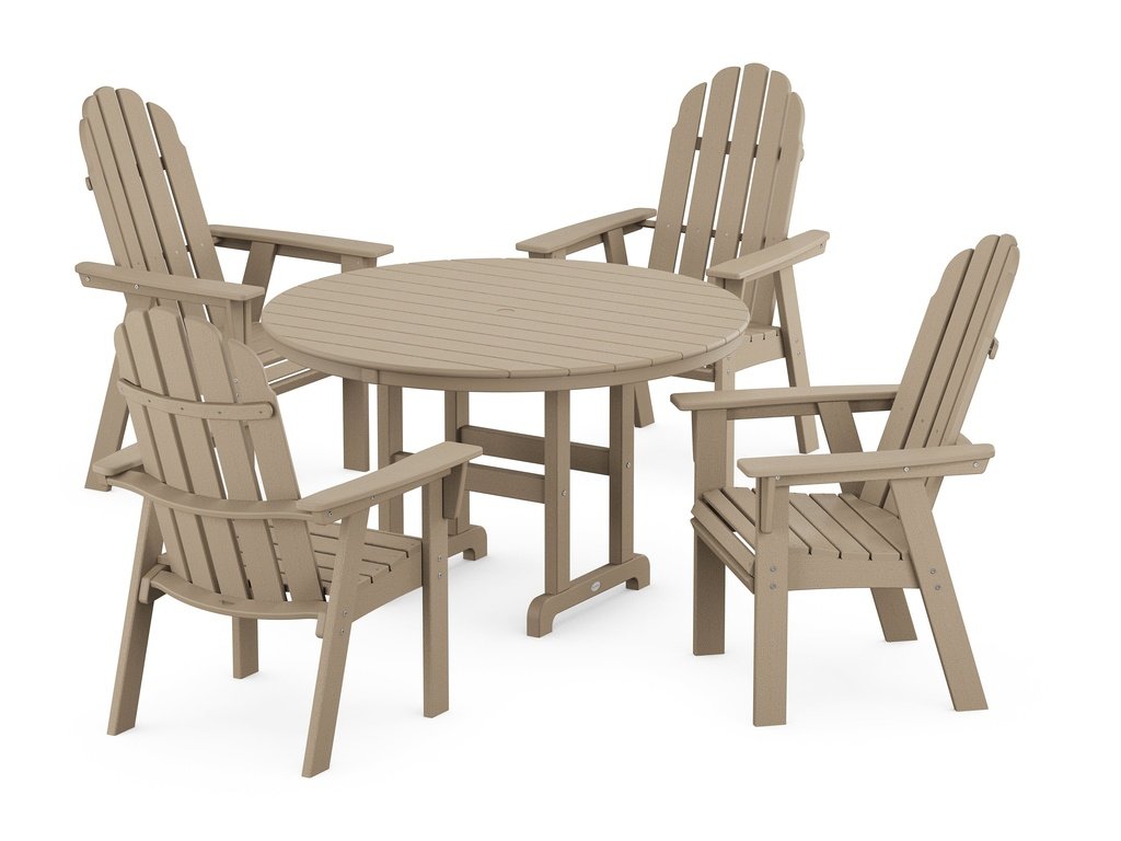 Vineyard Curveback Adirondack 5-Piece Round Farmhouse Dining Set Photo