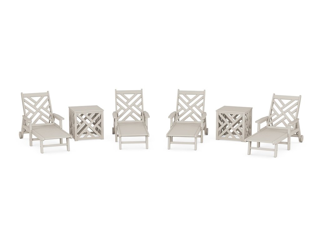 Chippendale 6-Piece Chaise Set with Umbrella Stand Accent Table Photo