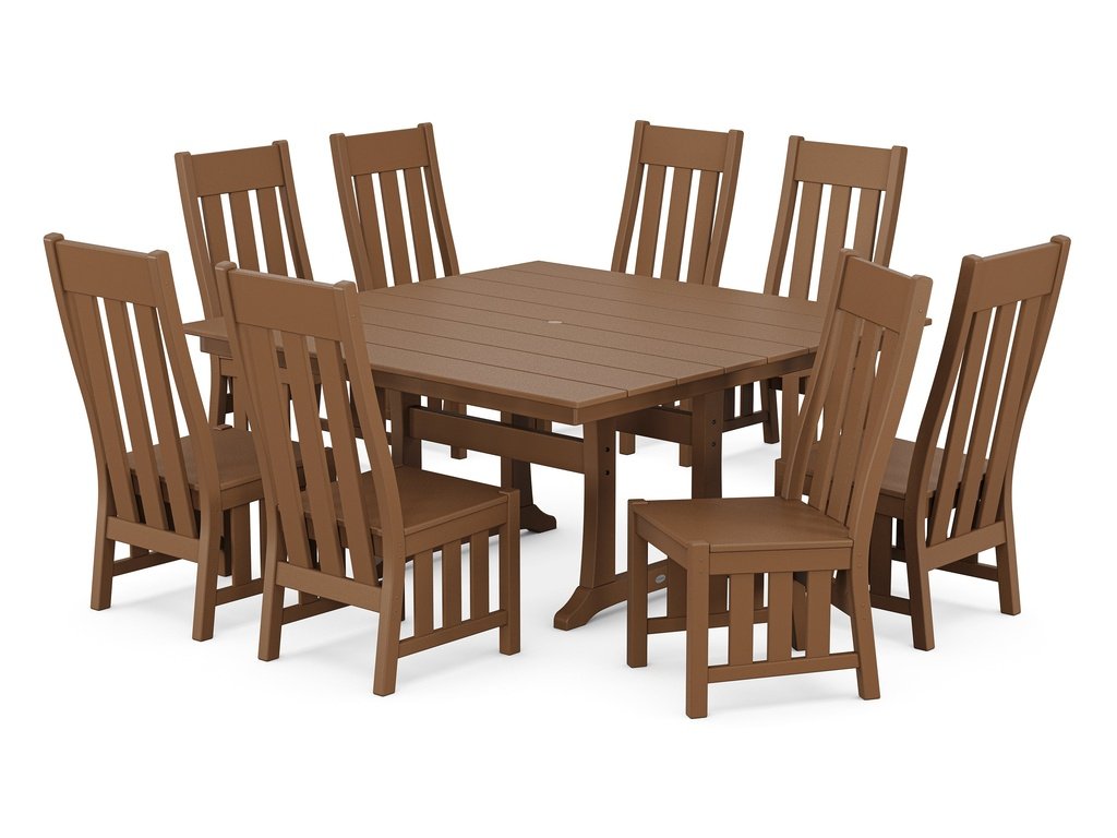 Acadia Side Chair 9-Piece Square Farmhouse Dining Set with Trestle Legs Photo