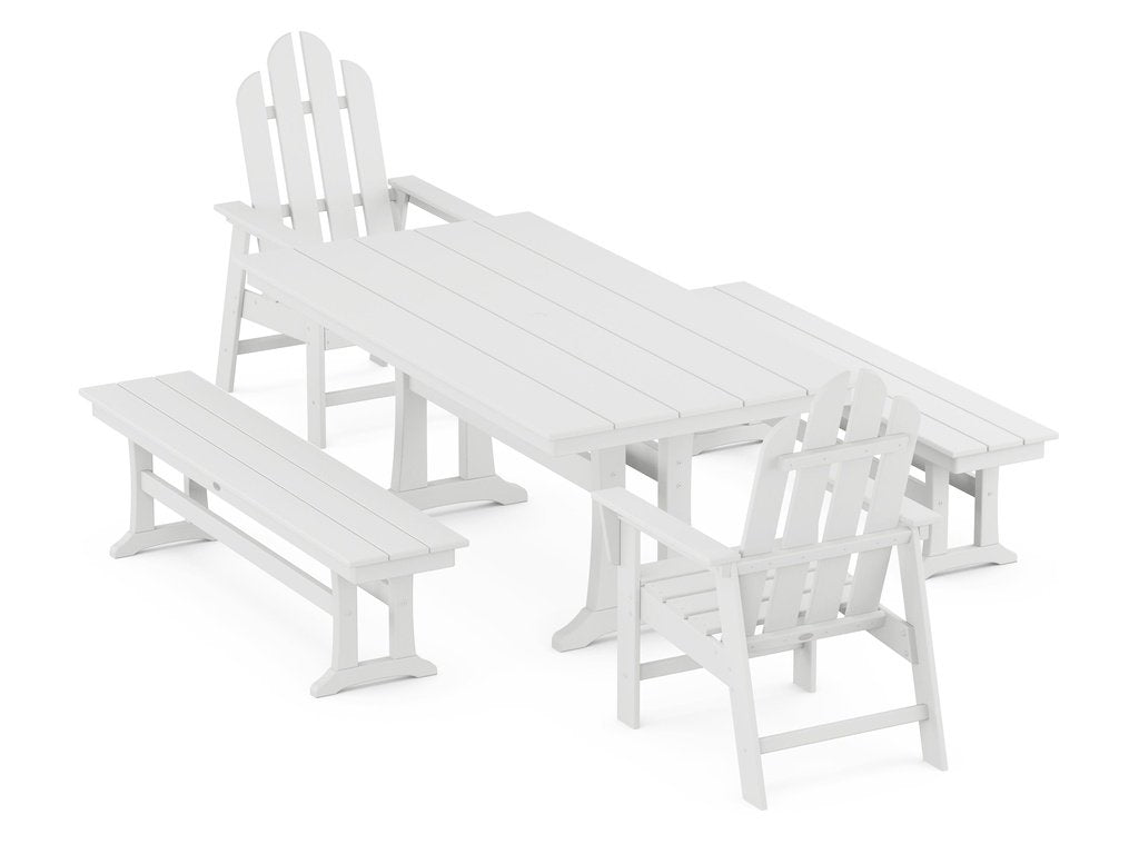 Long Island 5-Piece Farmhouse Dining Set With Trestle Legs Photo