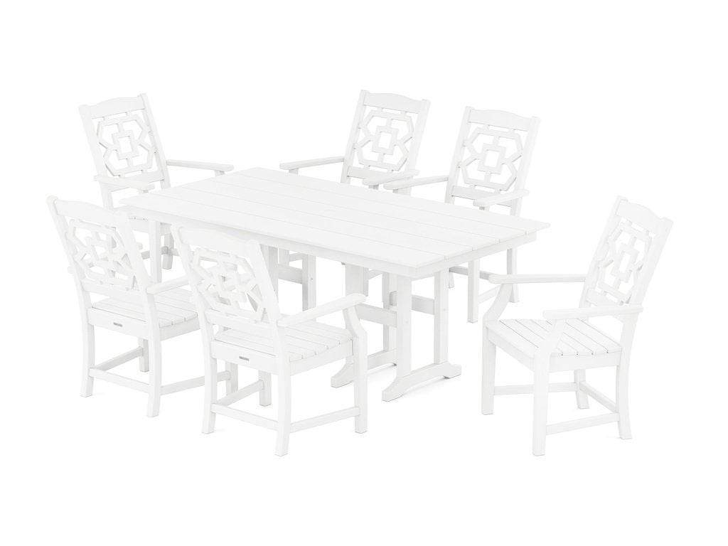 Chinoiserie Arm Chair 7-Piece Farmhouse Dining Set Photo