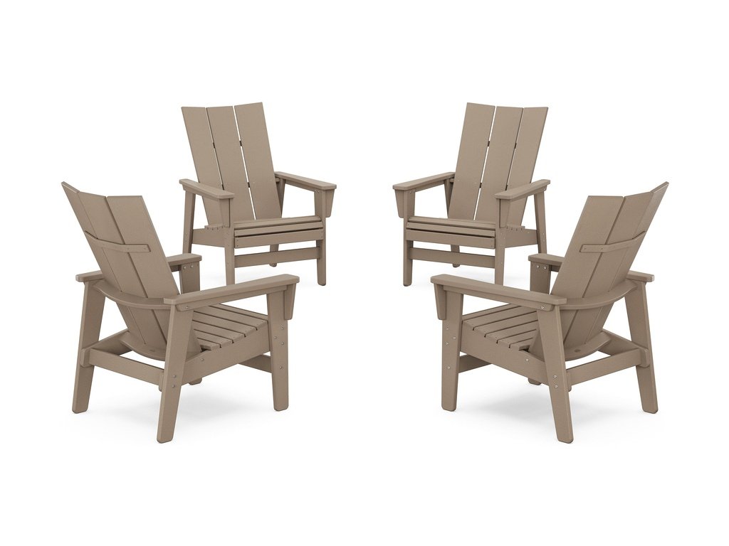 4-Piece Modern Grand Upright Adirondack Chair Conversation Set Photo