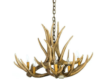 6LT FAUX MULE DEER ANTLR CHANDELIER